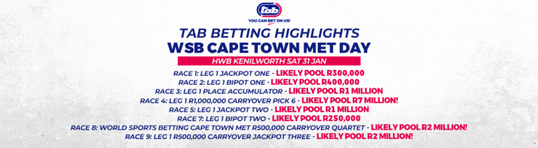 RACE-BY-RACE GUIDE TO TAB’S CARRYOVER PICK 6